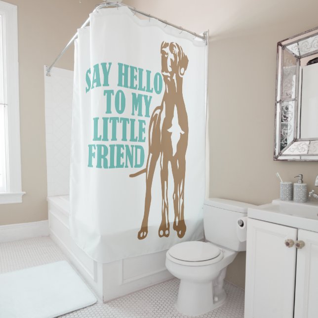 Funny Little Great Dane Shower Curtain (In Situ)