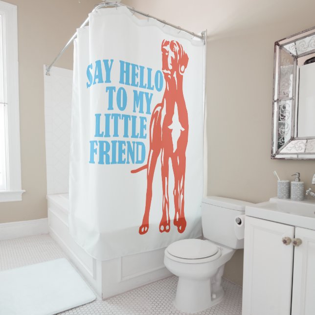 Funny Little Great Dane Shower Curtain (In Situ)