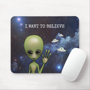 Funny Little Green Man Space Alien Sci Fi Galaxy Mouse Mat