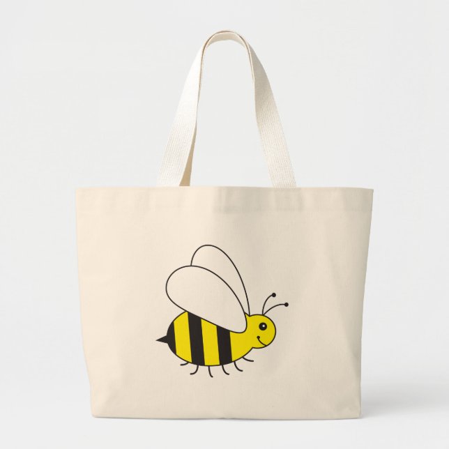 Funny Little Honey Bee Cute Large Tote Bag (Front)