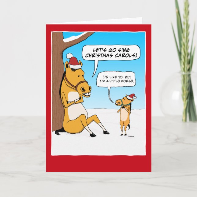 Funny Little Horse Christmas Holiday Card (Front)