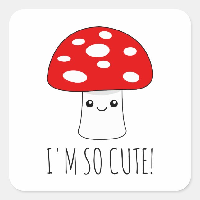 Funny little Kawaii mushroom cartoon  Square Sticker (Front)
