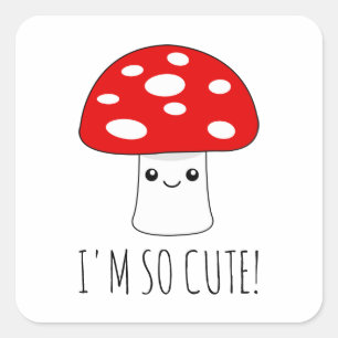 Funny little Kawaii mushroom cartoon  Square Sticker