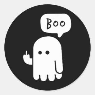 Funny Little Middle Fingers Cute Ghost Boojee Hall Classic Round Sticker