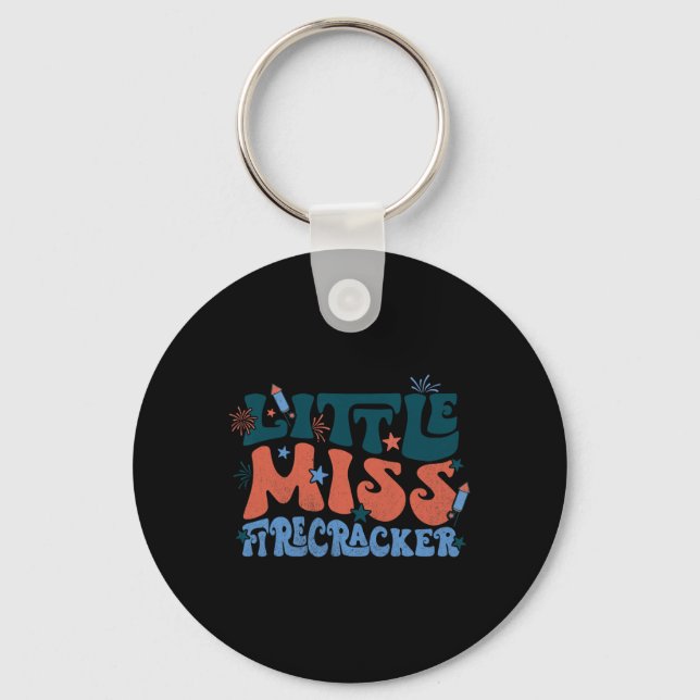 Funny Little Miss Firecracker Patriotic 4th Of Jul Key Ring (Front)