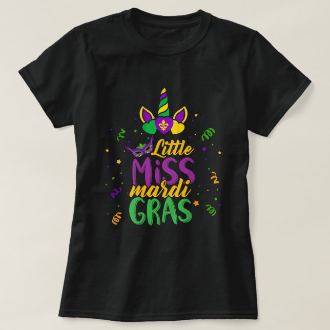 Funny Little Miss Mardi Gras Cute Mardi Gras Unico T-Shirt (Design Front)