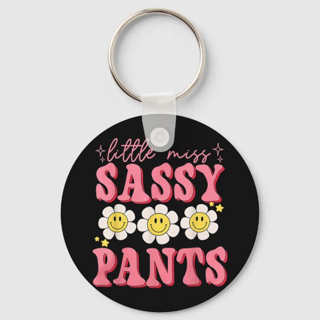 Funny Little Miss Sy Pants Back To School Girls  Key Ring (Front)