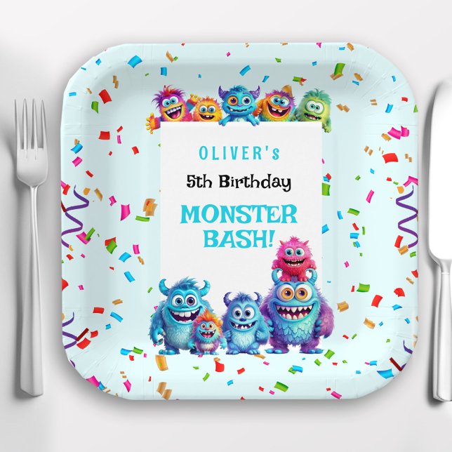 Funny Little Monster Birthday Party Paper Plates (Funny Little Monster Birthday Party Paper Plates)
