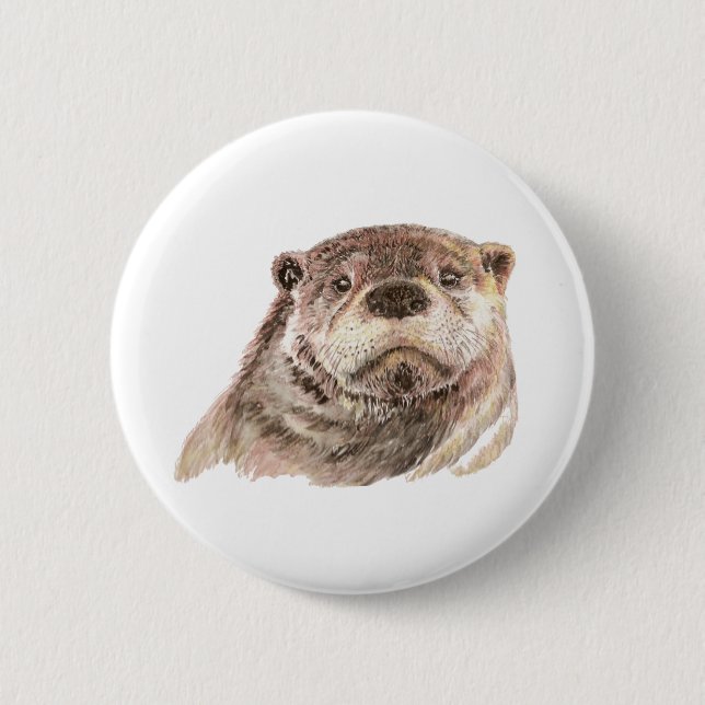 Funny Little Otter, Cute Animal Nature 6 Cm Round Badge (Front)