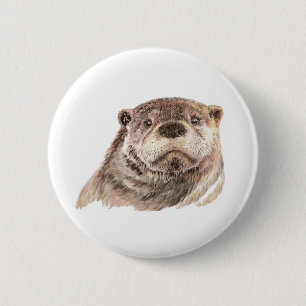Funny Little Otter, Cute Animal Nature 6 Cm Round Badge