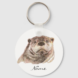 Funny Little Otter, Cute Animal Nature Key Ring