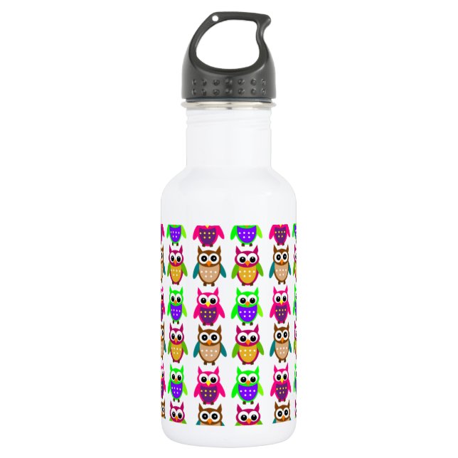 funny little owls 532 ml water bottle (Front)