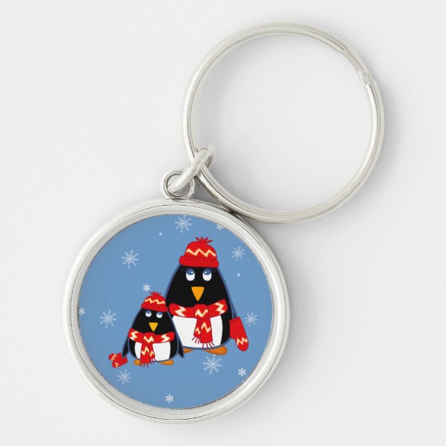 Funny Little Penguins Christmas Gift  Key Ring (Front)