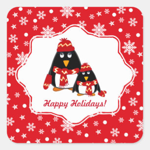 Funny Little Penguins Christmas Stickers