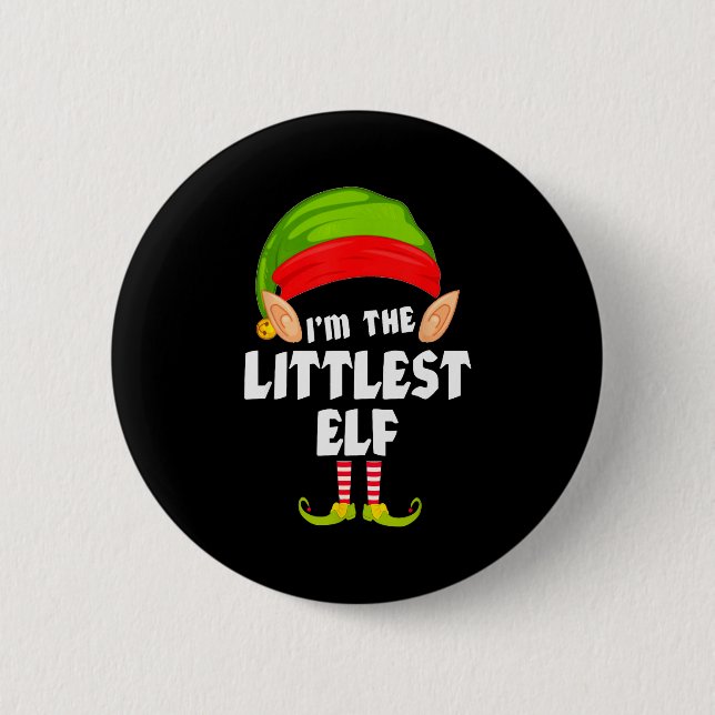 Funny Littlest Elf Matching Family Group Pj Christ 6 Cm Round Badge (Front)