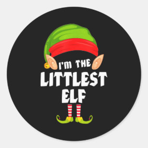 Funny Littlest Elf Matching Family Group Pj Christ Classic Round Sticker