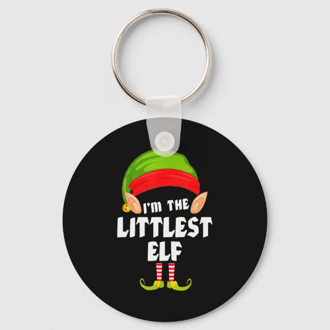 Funny Littlest Elf Matching Family Group Pj Christ Key Ring (Front)