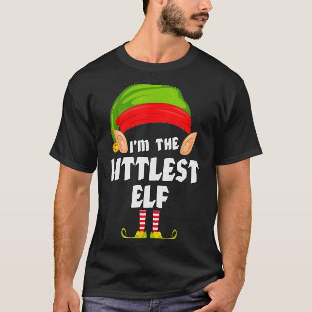 Funny Littlest Elf Matching Family Group Pj Christ T-Shirt (Front)
