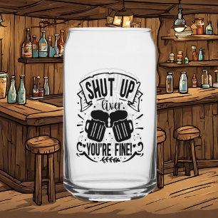 Funny liver beer drinking lovers word art can glass