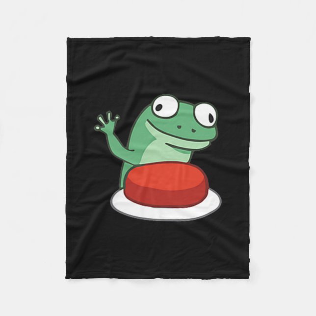Funny Lizard Button Meme _1  Fleece Blanket (Front)