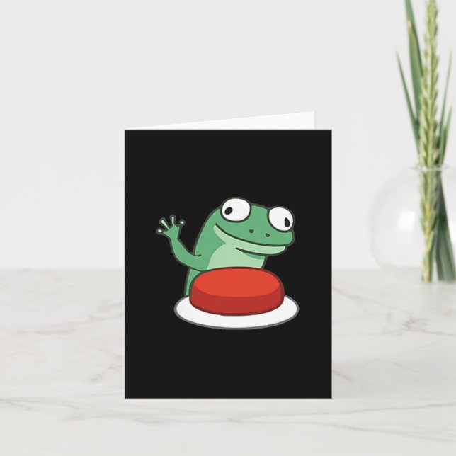 Funny Lizard Button Meme T-shirt.png  Card (Front)