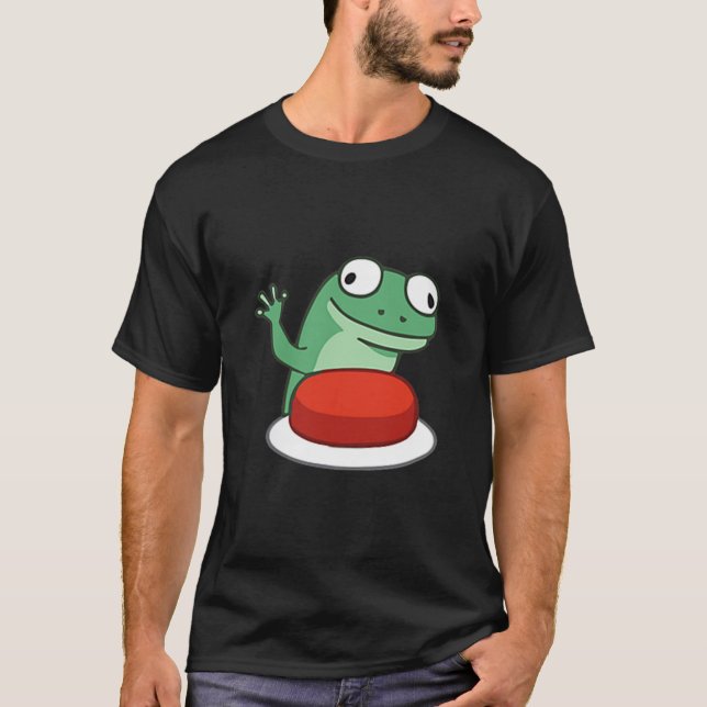 Funny Lizard Button Meme T-shirt.png  T-Shirt (Front)