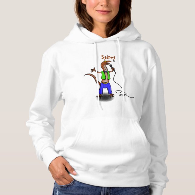 Funny lizard singing with microphone cartoon hoodie (Front)