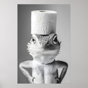 Funny Lizard Toilet Paper Roll Bathroom Print