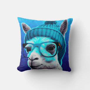 Funny Llama Alpaca Cute Animals Beanie Hat Glasses Cushion
