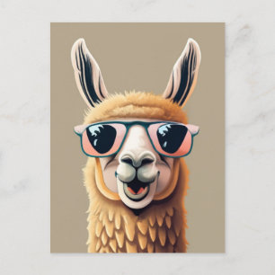 Funny Llama Alpaca Cute Animals glasses Postcard