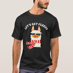 Funny Llama Alpaca Lets Get Fleecy Cute Christmas T-Shirt
