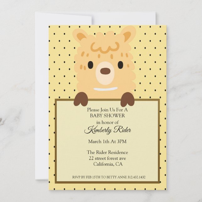 Funny Llama Baby Shower Invitation (Front)