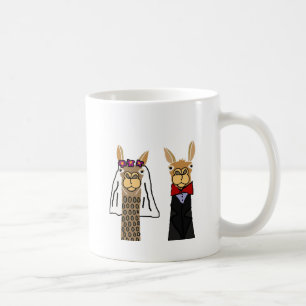 Funny Llama Bride and Groom Wedding Art Coffee Mug