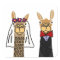 Funny Llama Bride and Groom Wedding Art
