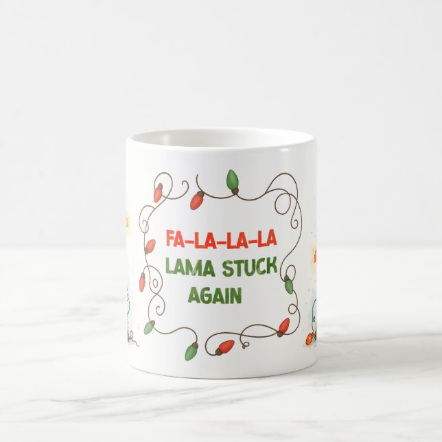 Funny Llama Christmas Lights Mug (Center)