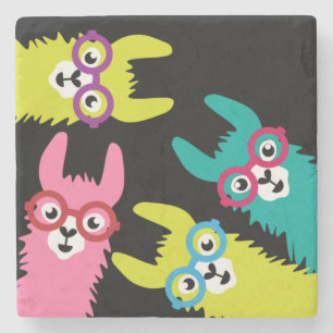 Funny Llama Colourful Camelid  Stone Coaster