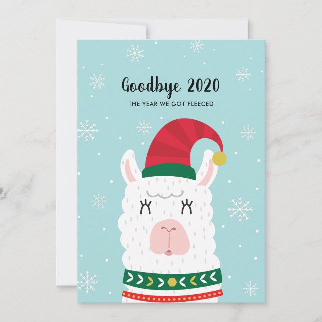 Funny Llama Covid Christmas New Years Custom Photo Holiday Card (Front)