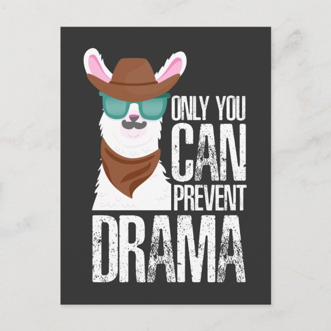 Funny Llama Dramatic Drama Alpaca Pun Animal Postcard (Front)
