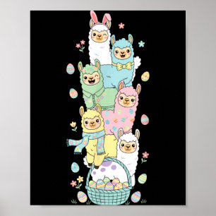 Funny Llama Easter Egg Kids Mens Womens Easter Day Poster