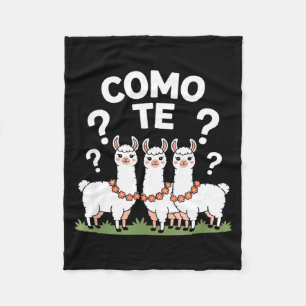 Funny llama flower garland como te question mark F Fleece Blanket