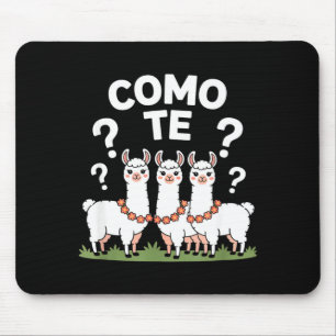 Funny llama flower garland como te question mark F Mouse Mat