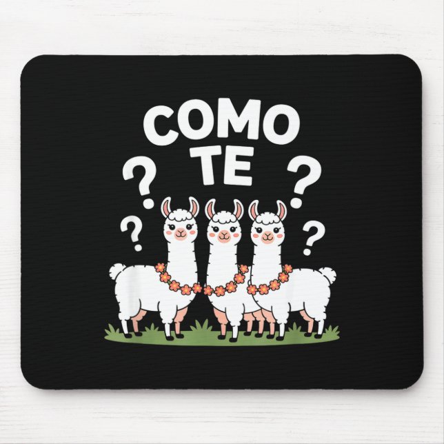 Funny llama flower garland como te question mark F Mouse Mat (Front)