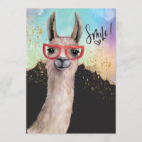 Funny Llama Glitter Watercolor Wedding Postponed