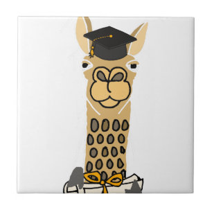 Funny Llama Graduation Art Design Tile