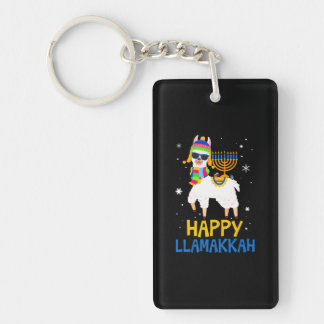 Funny Llama Hanukkah Christmas-Cool Llamakkah Key Ring