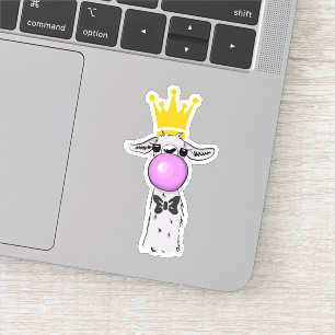 Funny Llama Illustration Blowing a Pink Bubble