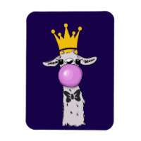 Funny Llama Illustration Blowing a Pink Bubble