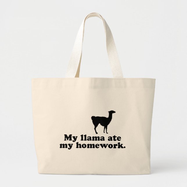 Funny Llama Large Tote Bag (Front)