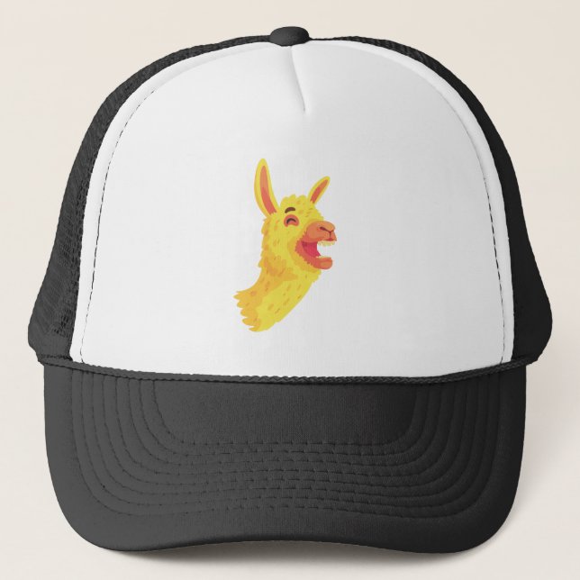 Funny Llama Laughing Trucker Hat  (Front)