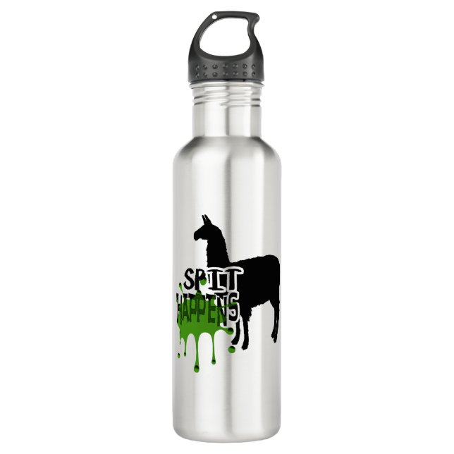 Funny Llama Meme Spit Happens 710 Ml Water Bottle (Front)